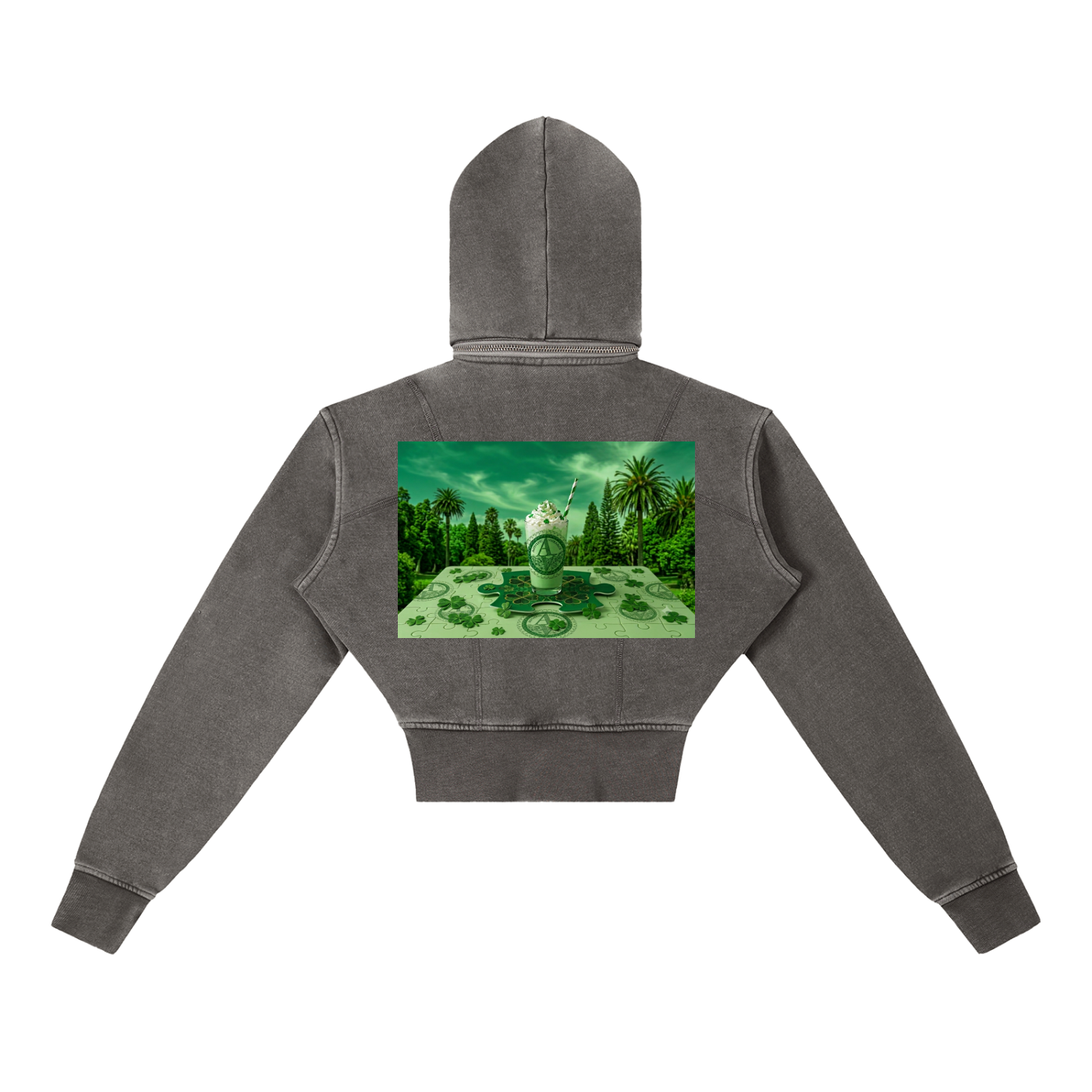 Vintage Washed Cropped Fleece Hoodie