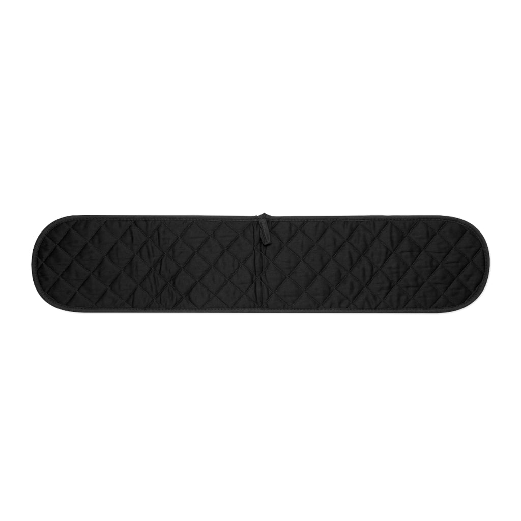 Black Double Oven Mitts with Circular Compass Medallion - Heat-Resistant Pot Holder Sleeve
