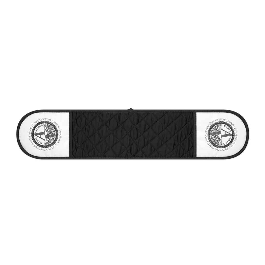 Black Double Oven Mitts with Circular Compass Medallion - Heat-Resistant Pot Holder Sleeve