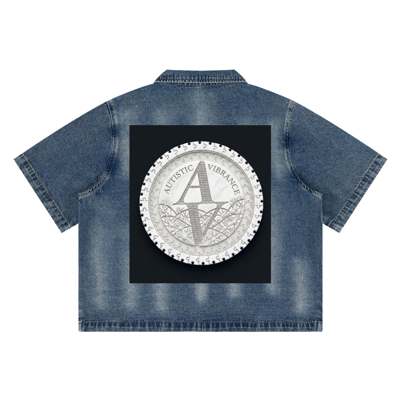 Unisex Vintage Washed Full-Zip Denim Shirt