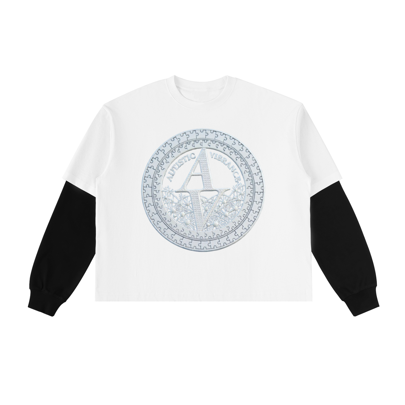 Layered Contrast Sleeve Cotton T-Shirt