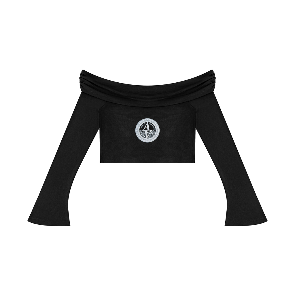 Women's Off-the-Shoulder Bell Sleeve Crop T-Shirt