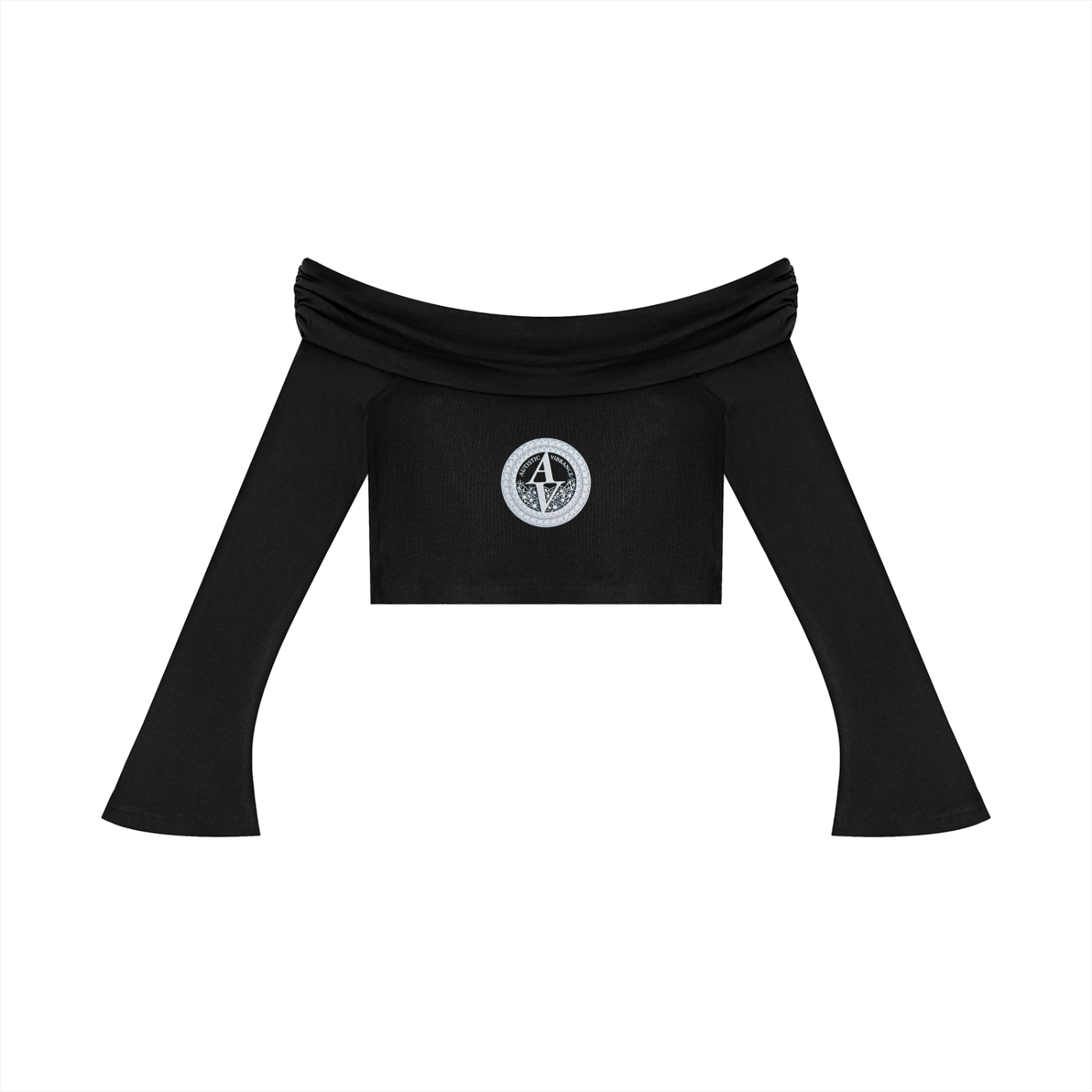 Women's Off-the-Shoulder Bell Sleeve Crop T-Shirt