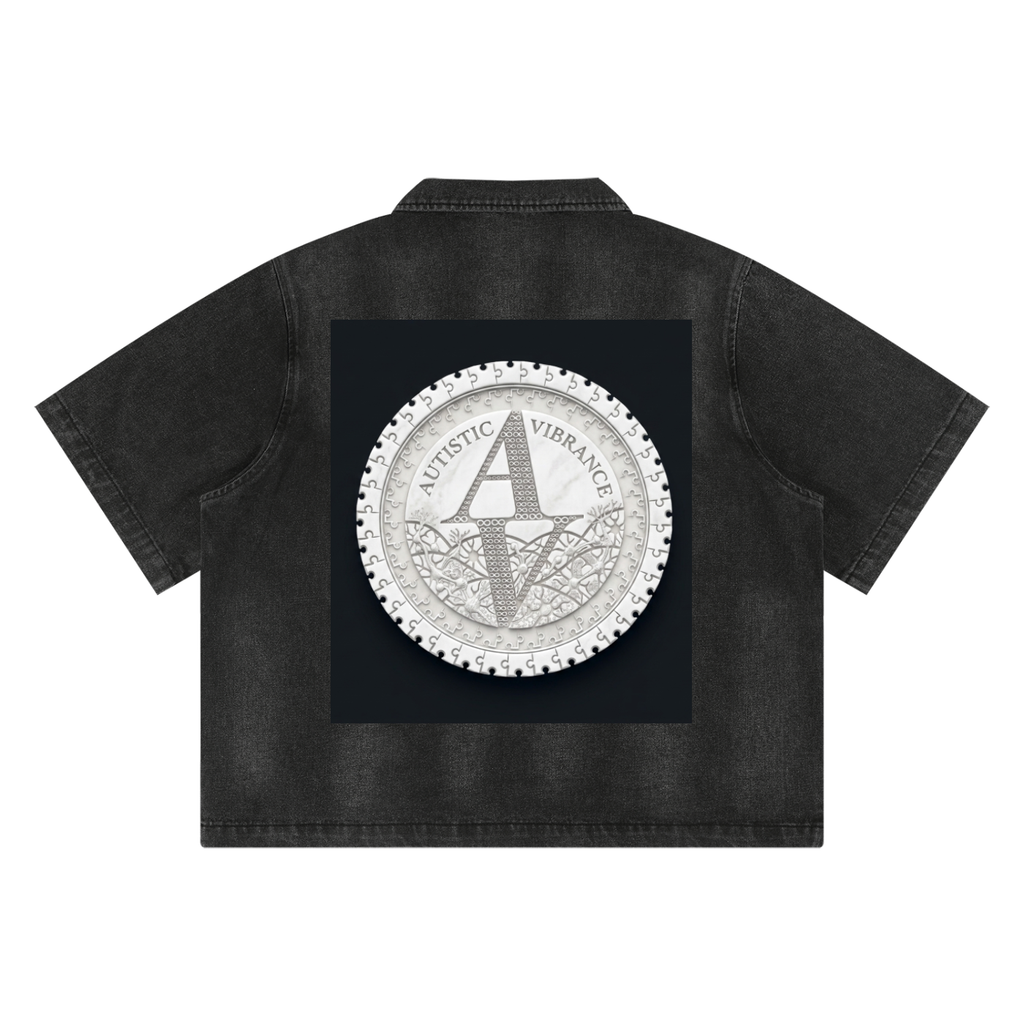 Unisex Vintage Washed Full-Zip Denim Shirt