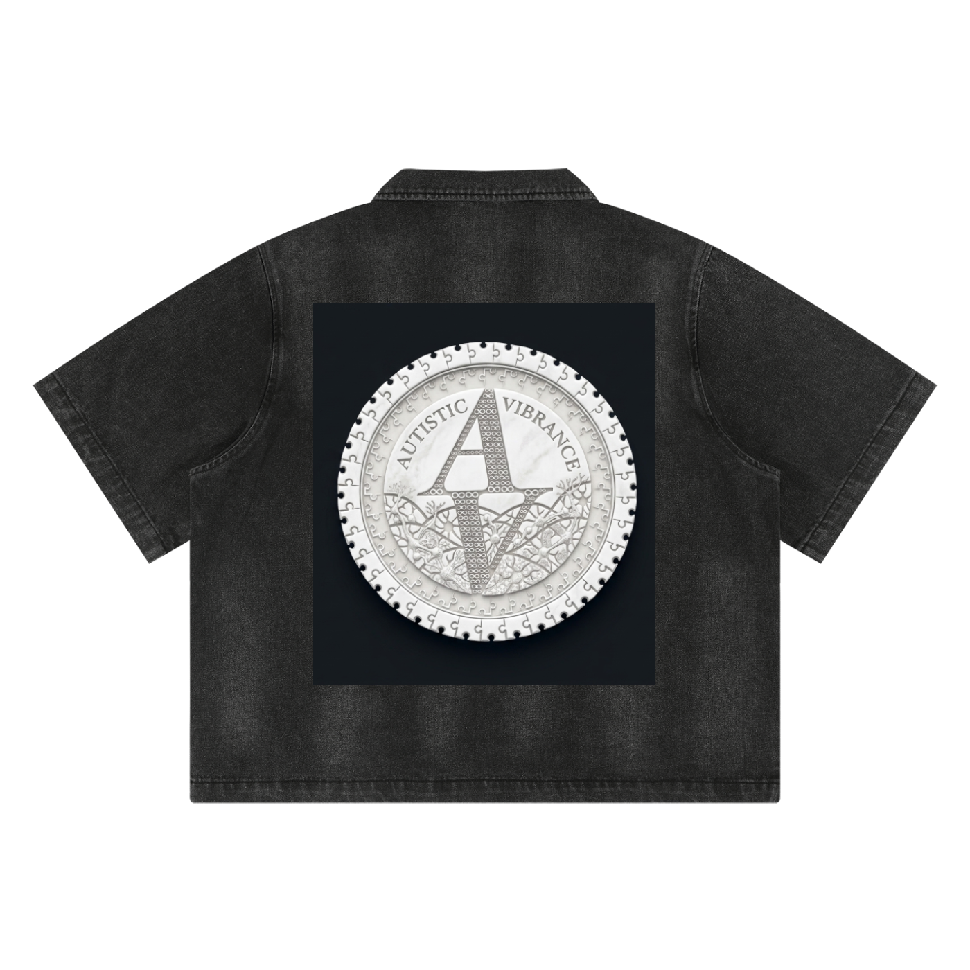 Unisex Vintage Washed Full-Zip Denim Shirt