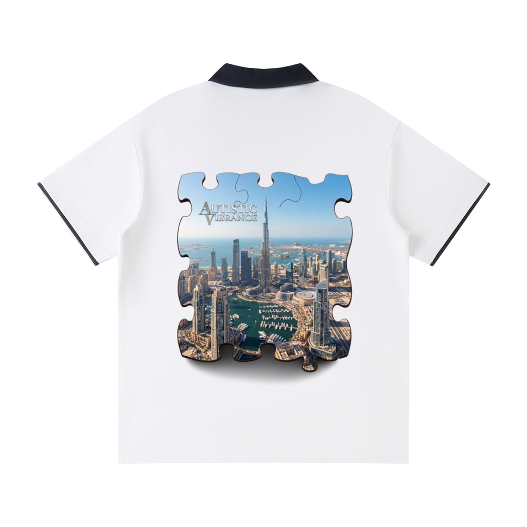 Contrast Collar Raglan Polo Shirt