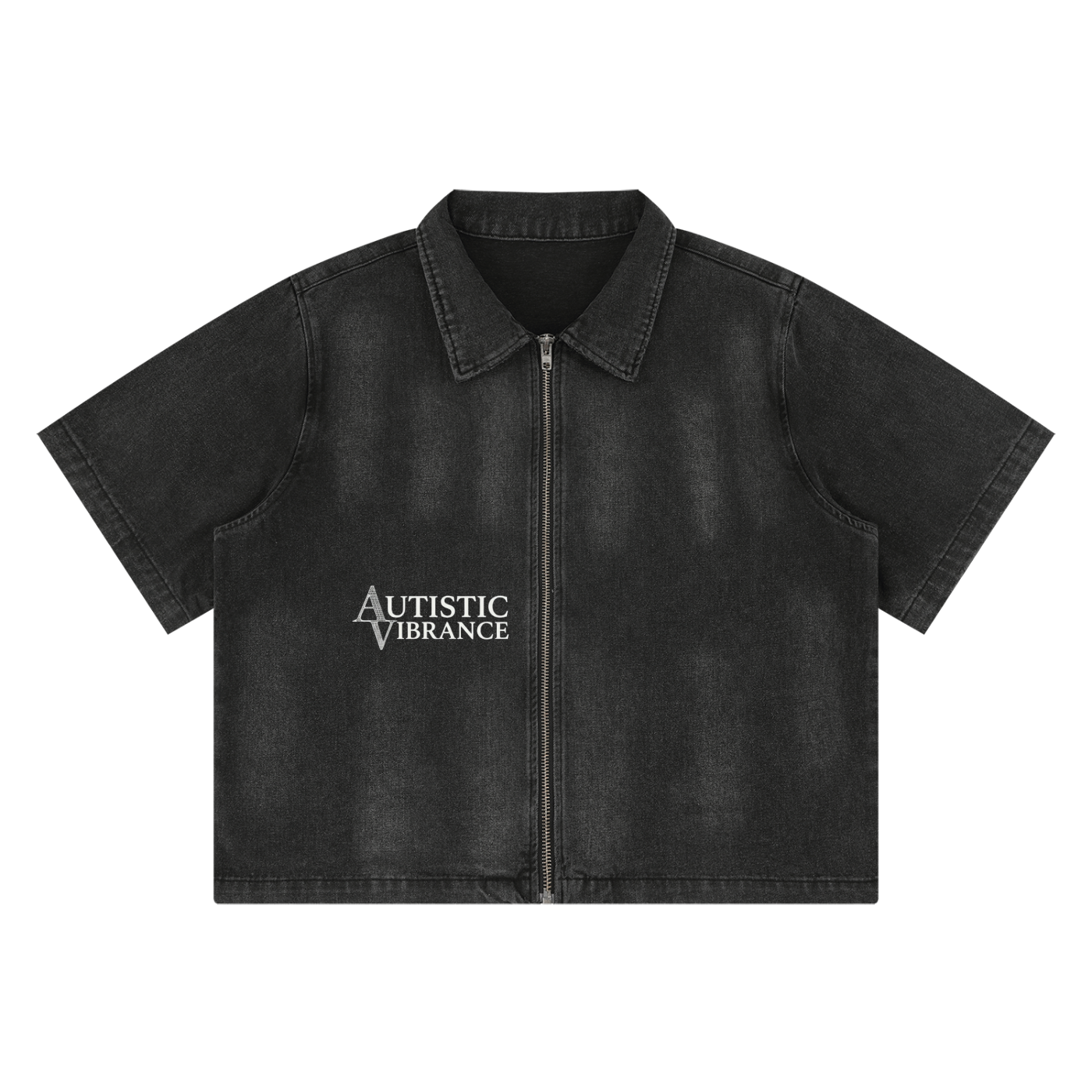 Unisex Vintage Washed Full-Zip Denim Shirt