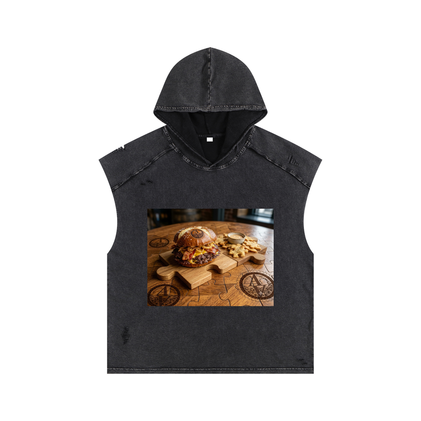 Snow Washed Boxy Hooded Tank Top