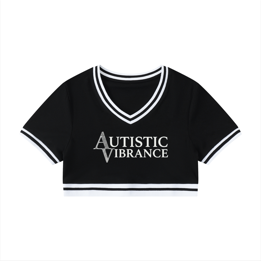Women's Color Block V-Neck Crop T-Shirt