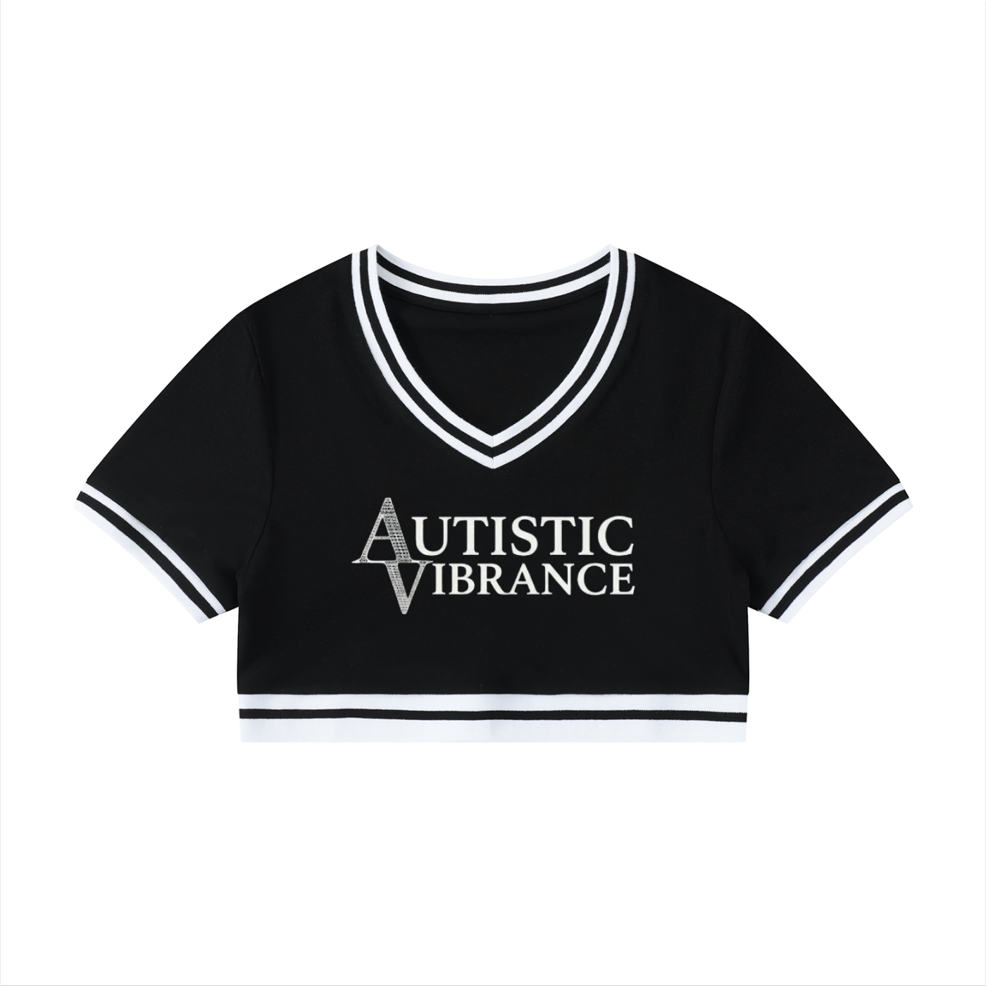 Women's Color Block V-Neck Crop T-Shirt