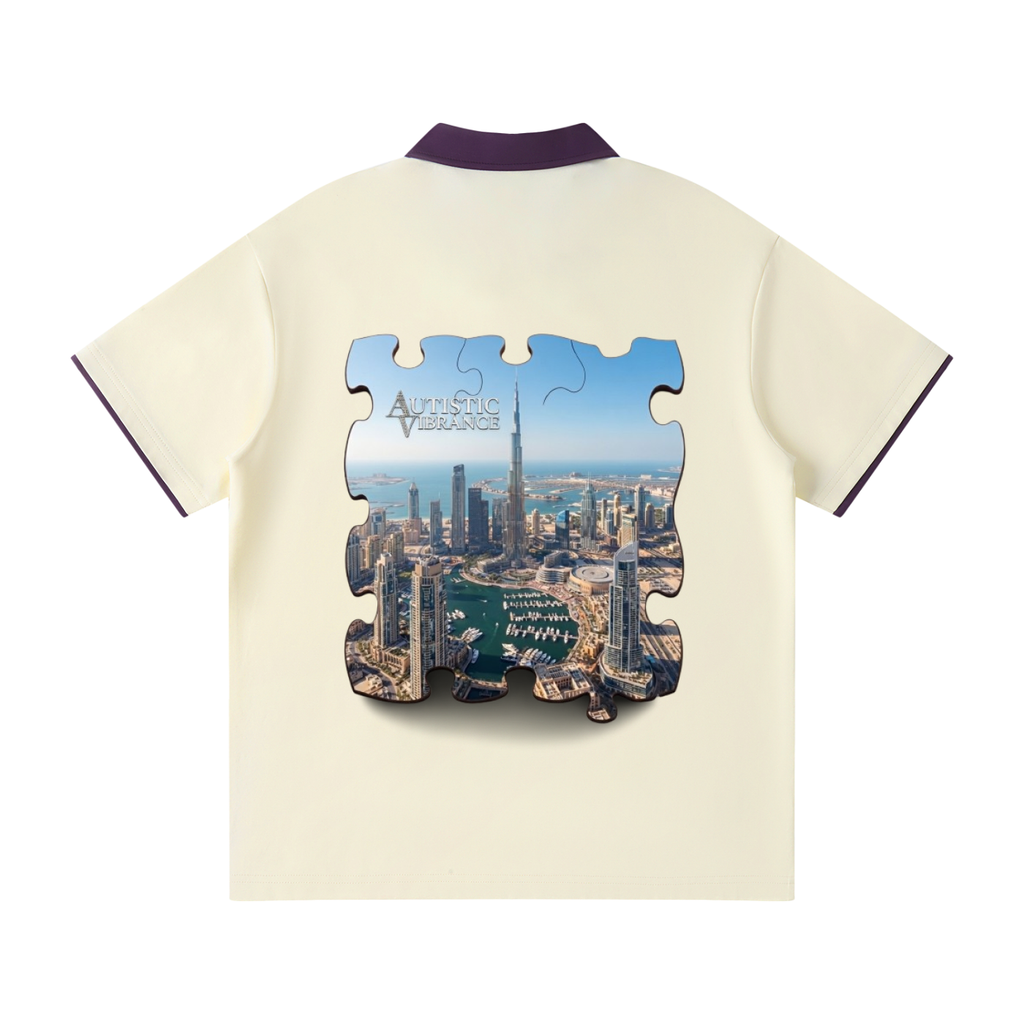 Contrast Collar Raglan Polo Shirt