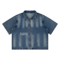 Unisex Vintage Washed Full-Zip Denim Shirt