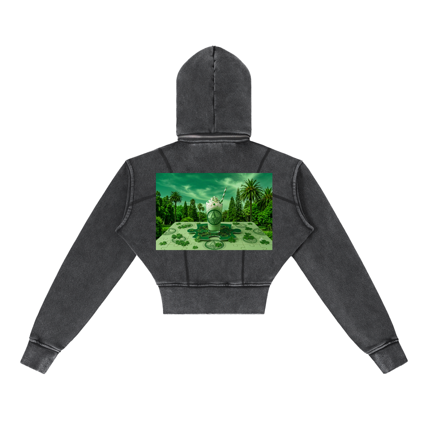 Vintage Washed Cropped Fleece Hoodie